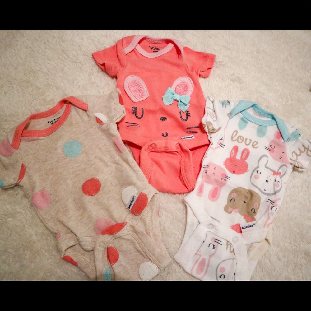 Set of 3 preemie onesies